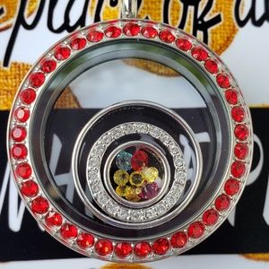 Origami Owl Large Red Crystal Twist Locket